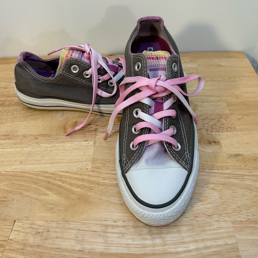 Converse All Star Pastel Rainbow Color Tongue Pink White Black Junior 7